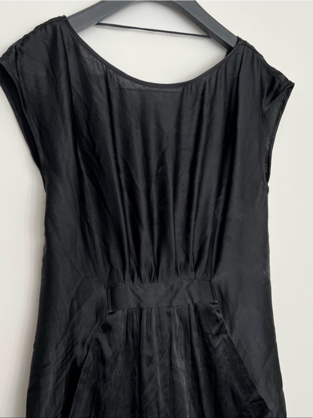 BCBG Max Azria Black Satin Open Back Shorts Romper Size XS